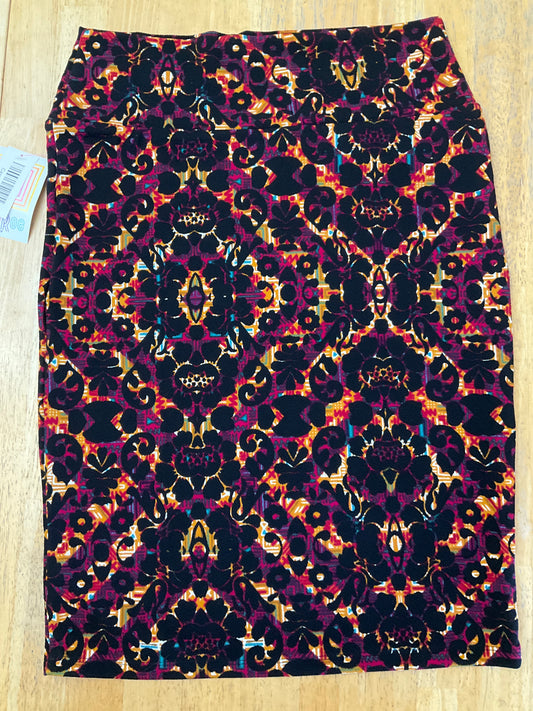 NWT LULAROE BLACK/MULTI COLORED SKIRT SZ M