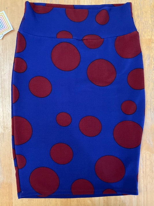 NWT LULAROE BLUE/BURGUNDY SKIRT SIZE SM