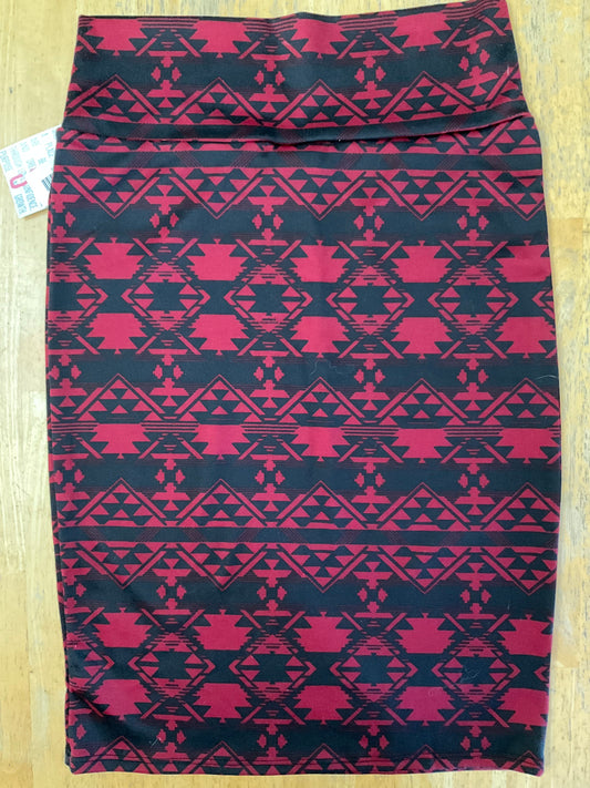 LULAROE RED BLACK SKIRT SZ S