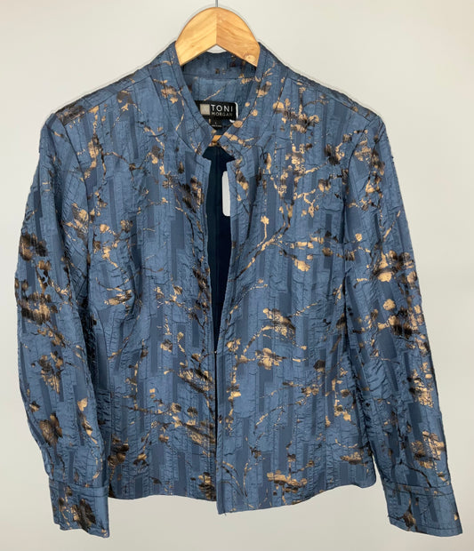 TONI MORGAN BLUE COPPER BLAZER SZ L