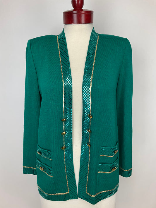 ST JOHN EVENING GREEN BLAZER SZ 2