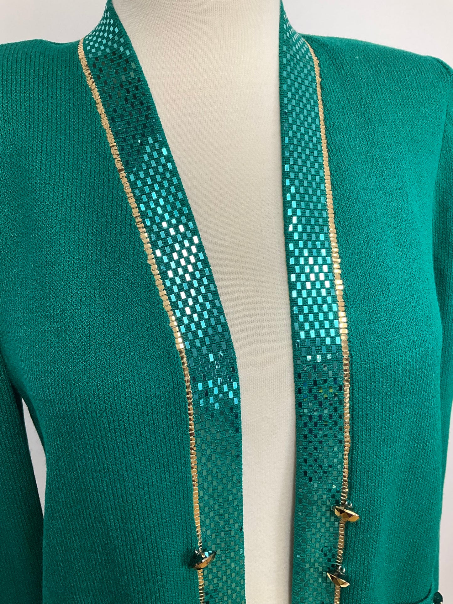 ST JOHN EVENING GREEN BLAZER SZ 2