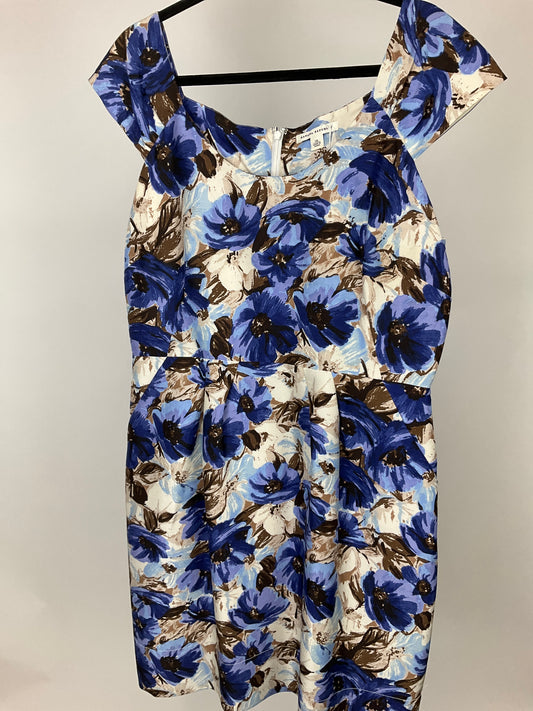 BANANA REPUBLIC BLUE/WHITE/BROWN DRESS SZ 14