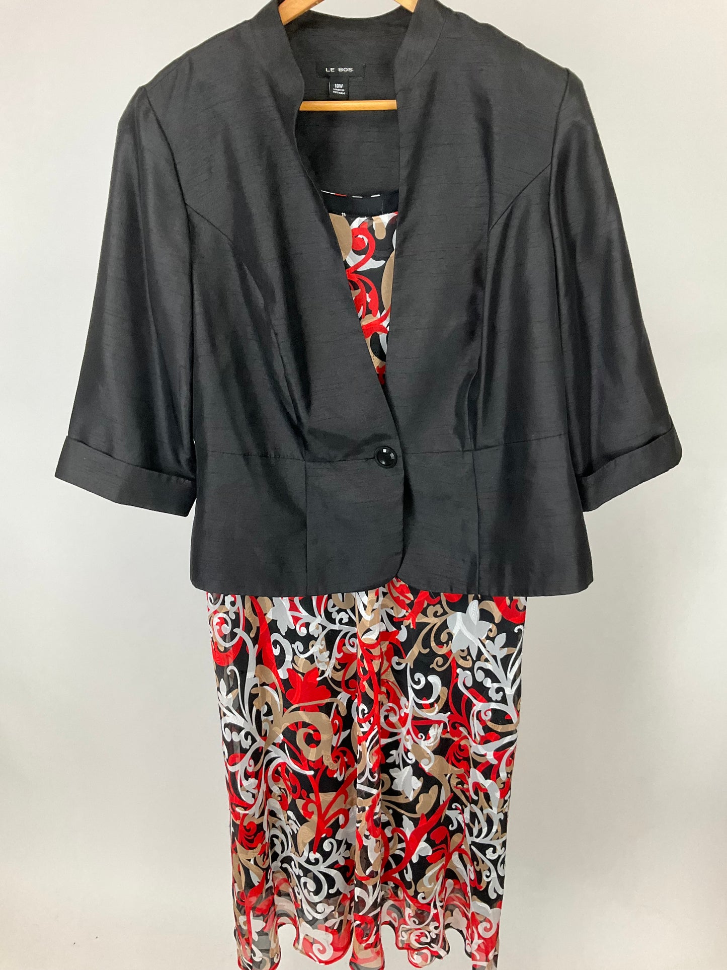 LE BOS BLACK/ORANGE DRESS SUIT SZ 18W