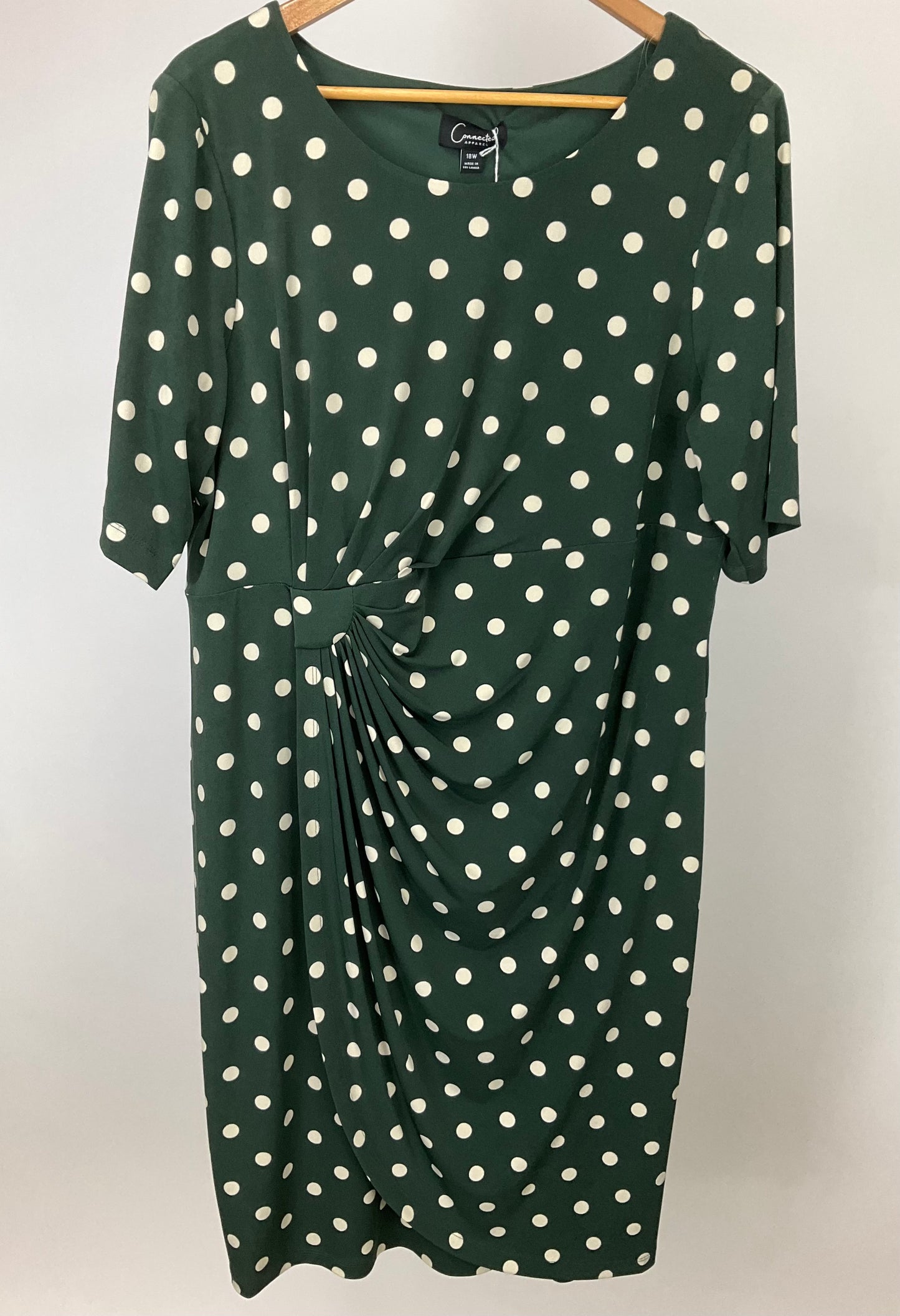 CONNECTED APPAREL GREEN CREAM DRESS SZ 18W