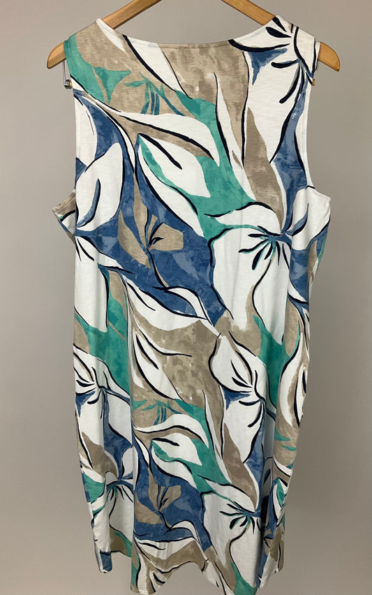 CHICO'S BLUE/TAN DRESS SZ 16