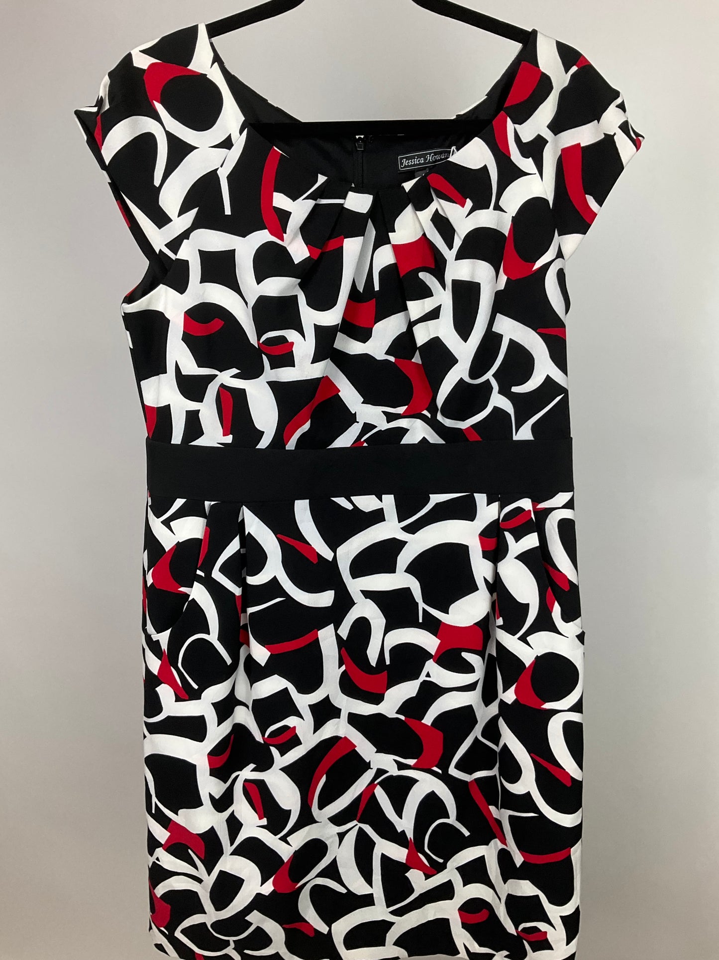 JESSICA HOWARD RED/BLACK/WHITE DRESS SZ 14