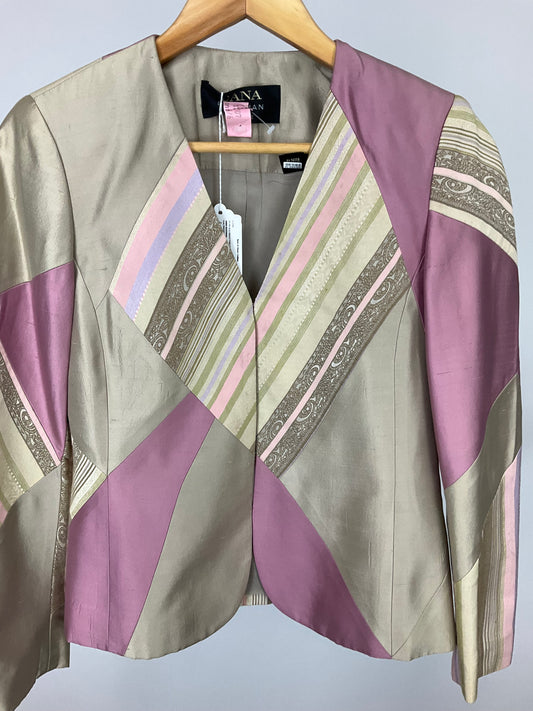 DANA BUCHMAN PINK/GREEN SKIRT SUIT SZ 2/4