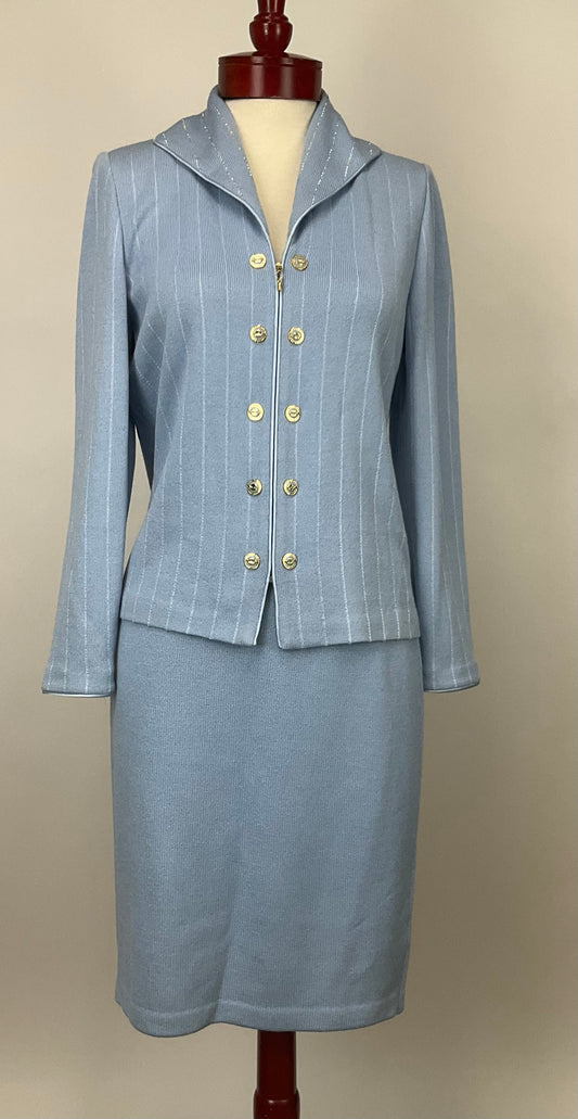 ST JOHN COLLECTION BLUE SKIRT SUIT SZ 4/6
