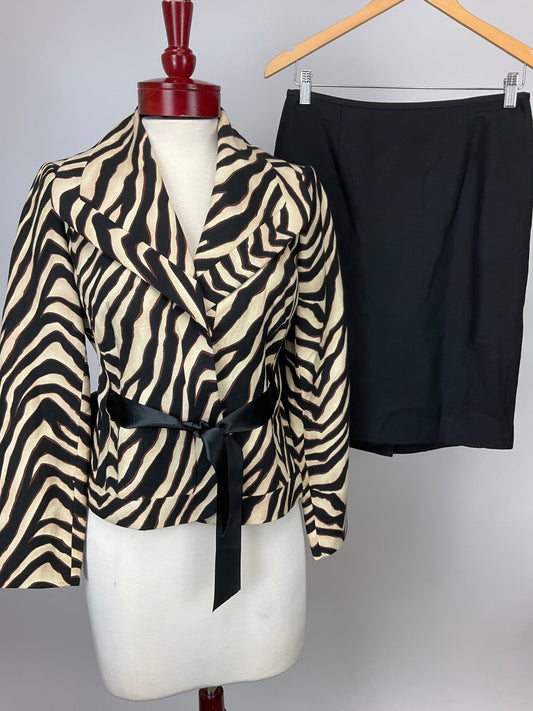 CALVIN KLEIN BLACK/TAN SKIRT SUIT SZ 4