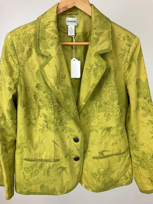 CHICO'S GREEN BLAZER SZ 12