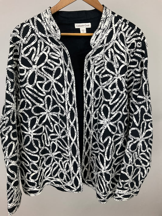 COLDWATER CREEK BLK/WHITE BLAZER SZ 2X
