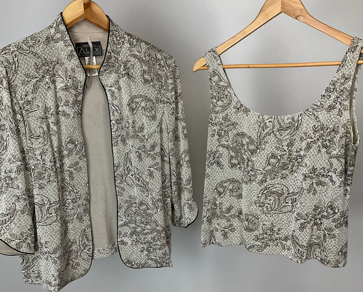 ALEX EVENING TAN/BROWN JACKET SET SZ XLP