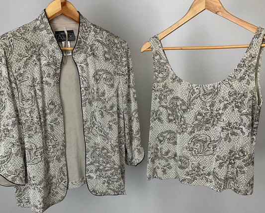 ALEX EVENING TAN/BROWN JACKET SET SZ XLP