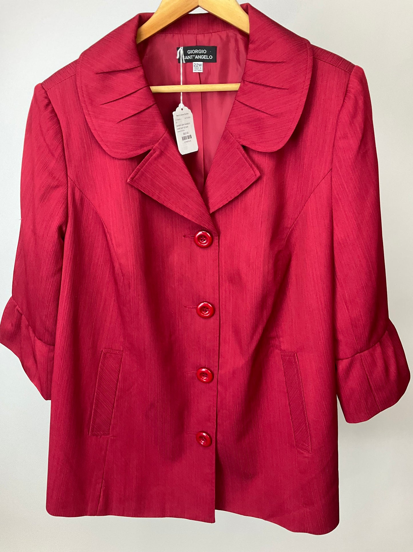 GIORGIO SANT’ ANGELO WINE SUIT SZ 22W