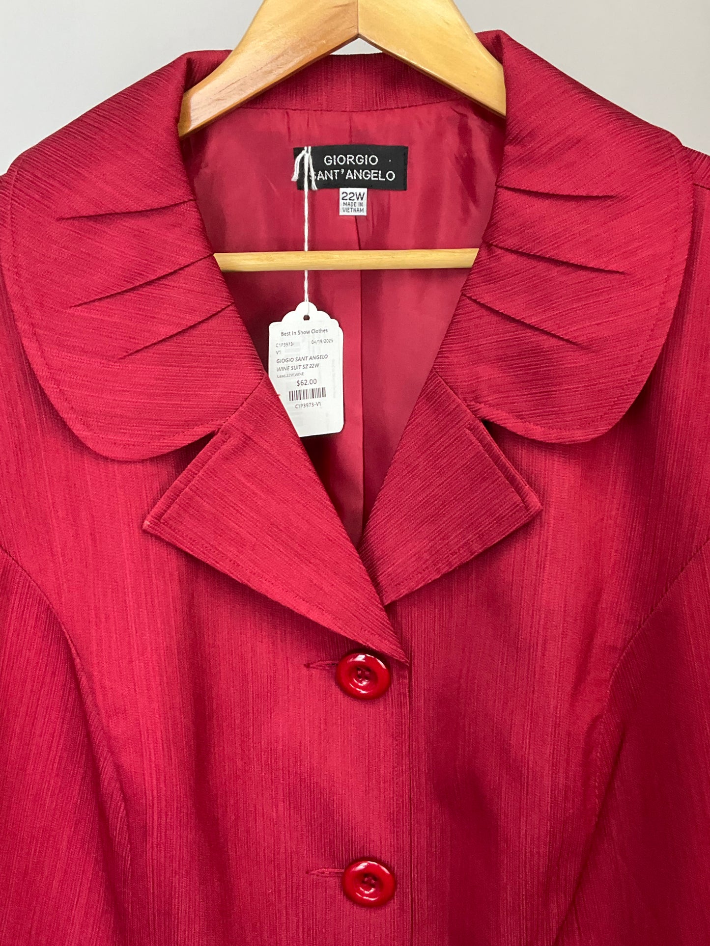 GIORGIO SANT’ ANGELO WINE SUIT SZ 22W