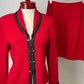 ST JOHN EVENING RED/BLACK SKIRT SUIT SZ 4/6