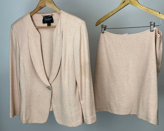 ST JOHN COUTURE PEACH SKIRT SUIT SZ 14