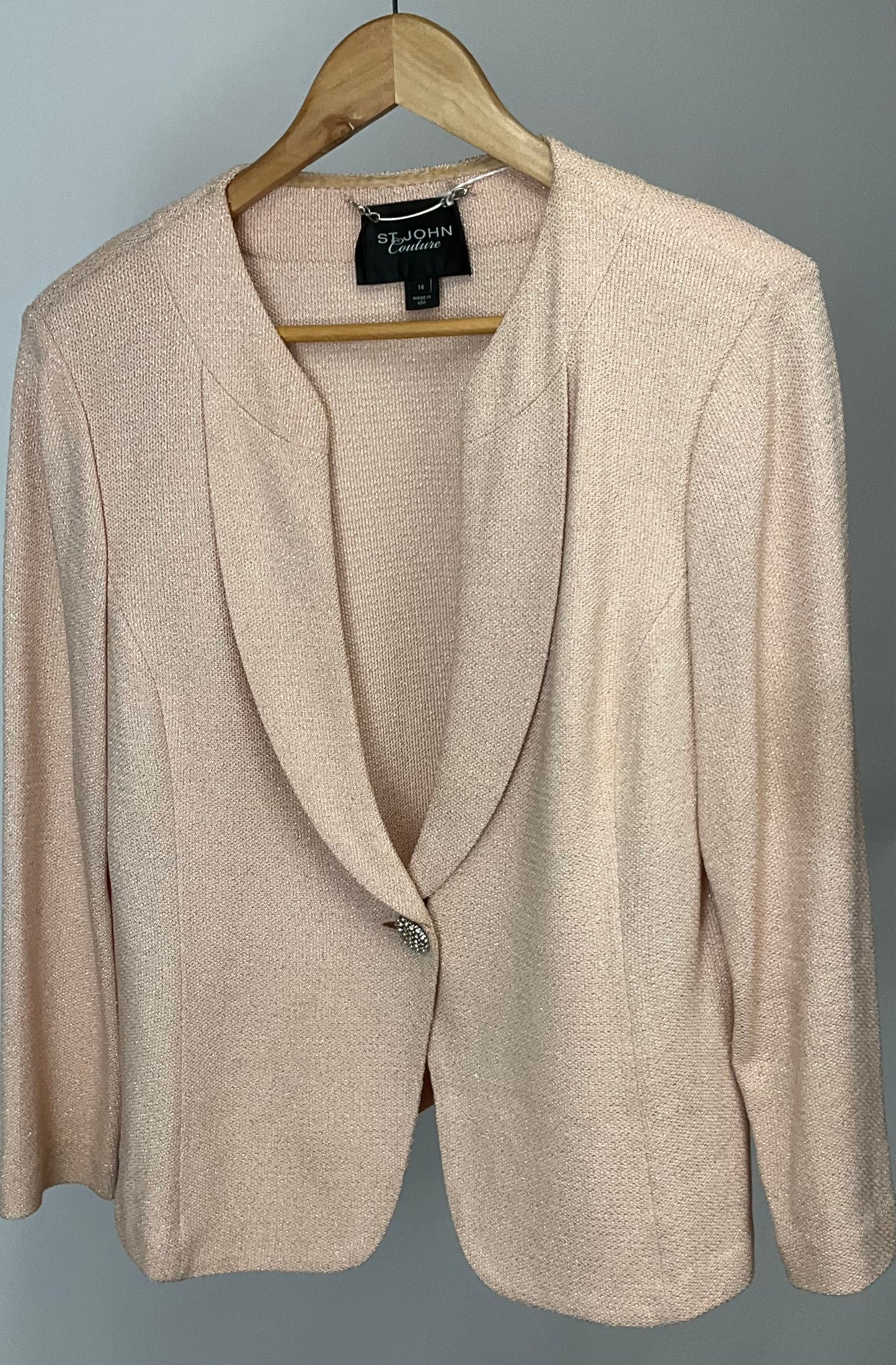 ST JOHN COUTURE PEACH SKIRT SUIT SZ 14