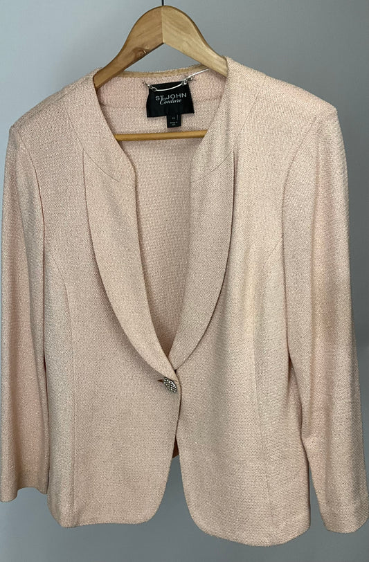 ST JOHN COUTURE PEACH SKIRT SUIT SZ 14