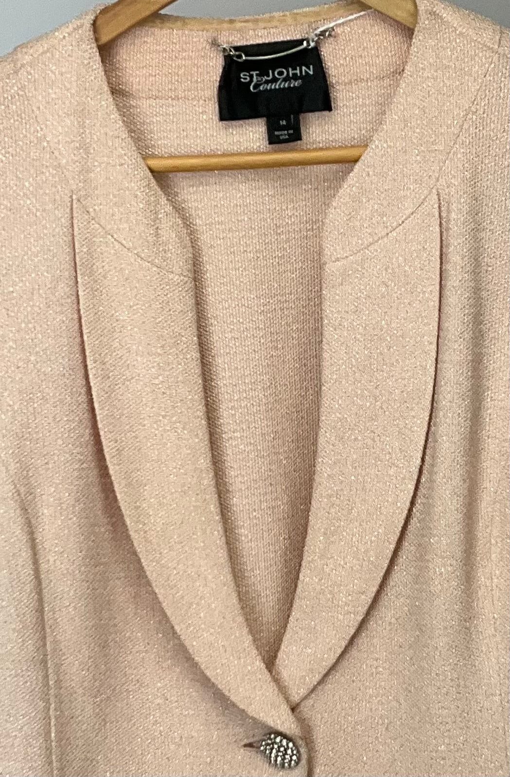 ST JOHN COUTURE PEACH SKIRT SUIT SZ 14