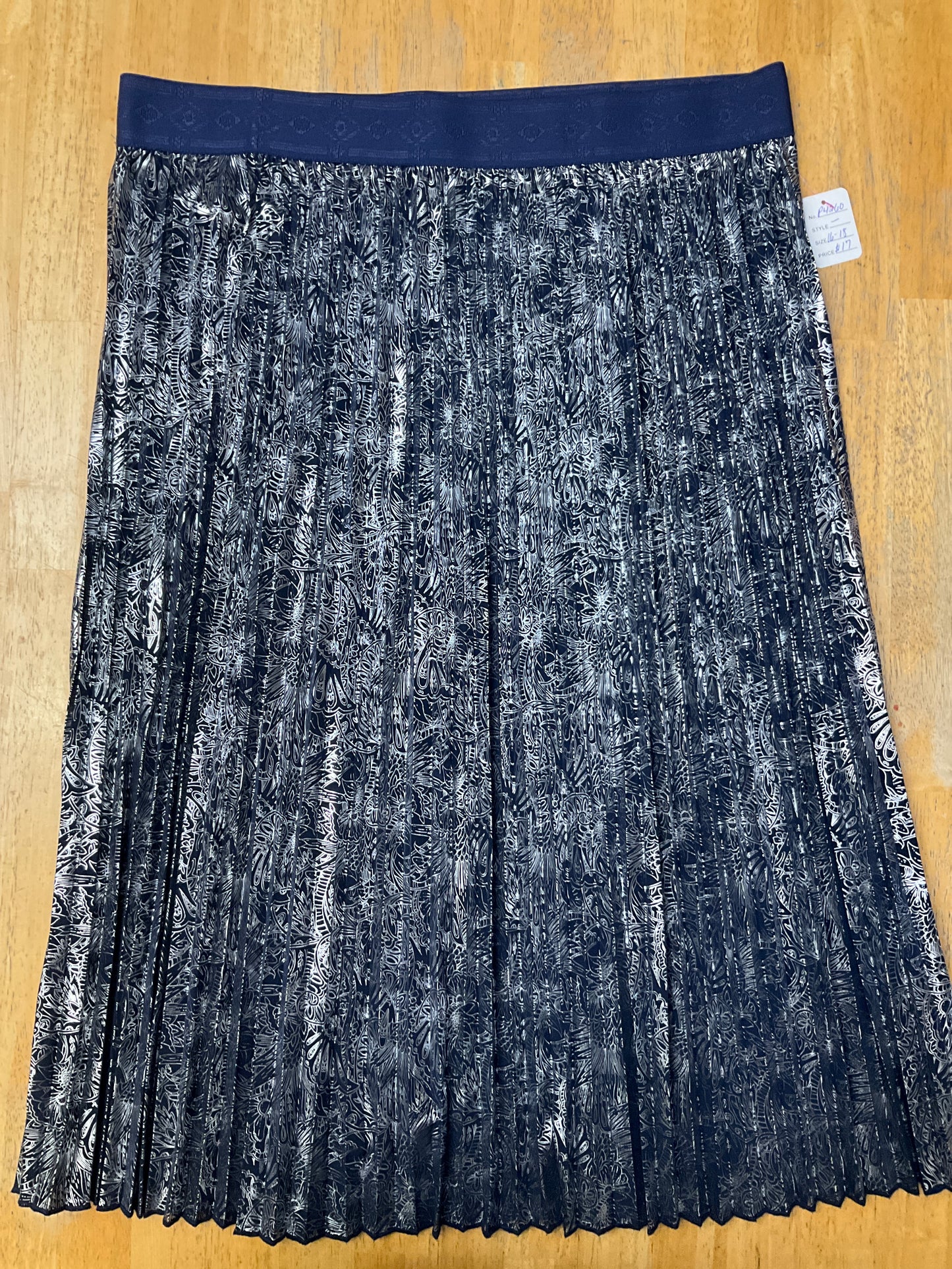 LULAROE BLUE SILVER SKIRT SZ 16-18