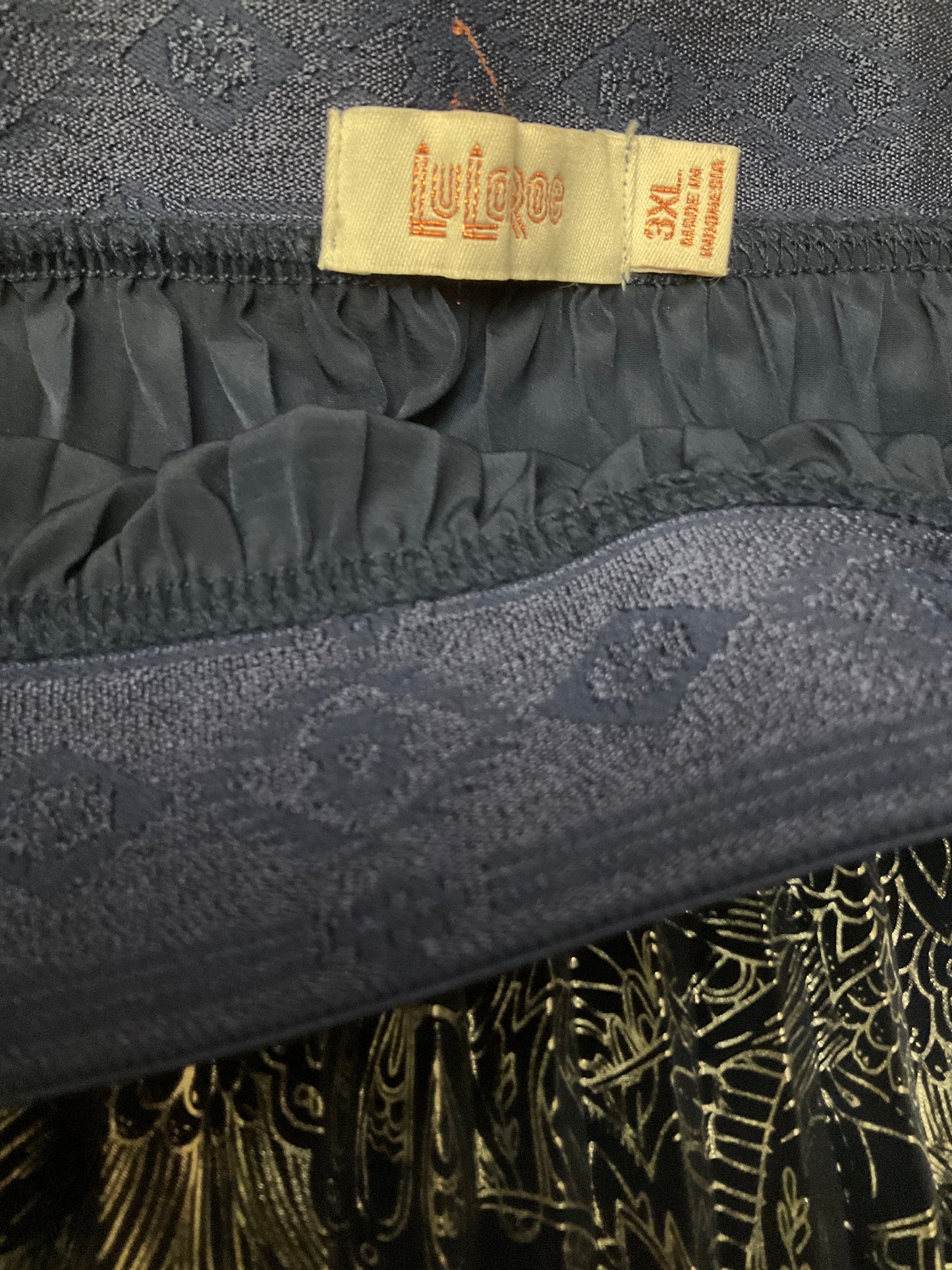 LULAROE BLUE SILVER SKIRT SZ 16-18