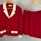 ST JOHN COLLECTION RED CREAM SKIRT SUIT SZ 12-14
