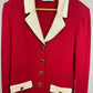 ST JOHN COLLECTION RED CREAM SKIRT SUIT SZ 12-14