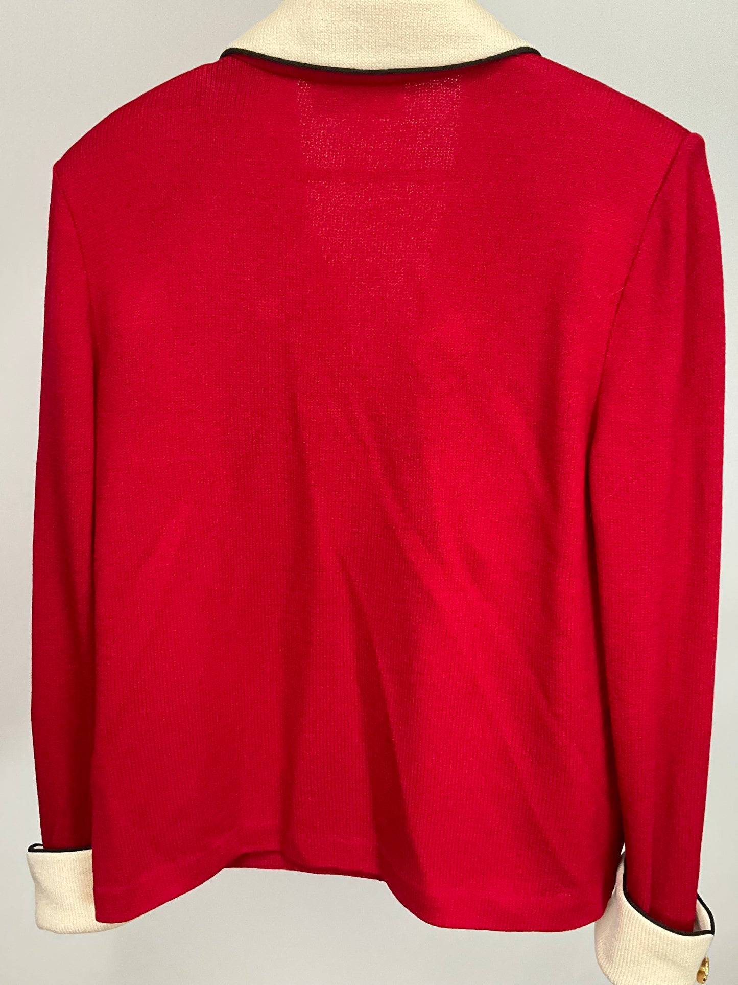 ST JOHN COLLECTION RED CREAM SKIRT SUIT SZ 12-14