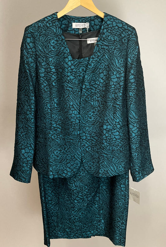 KASPER TEAL/BLACK DRESS SUIT SZ 10/14