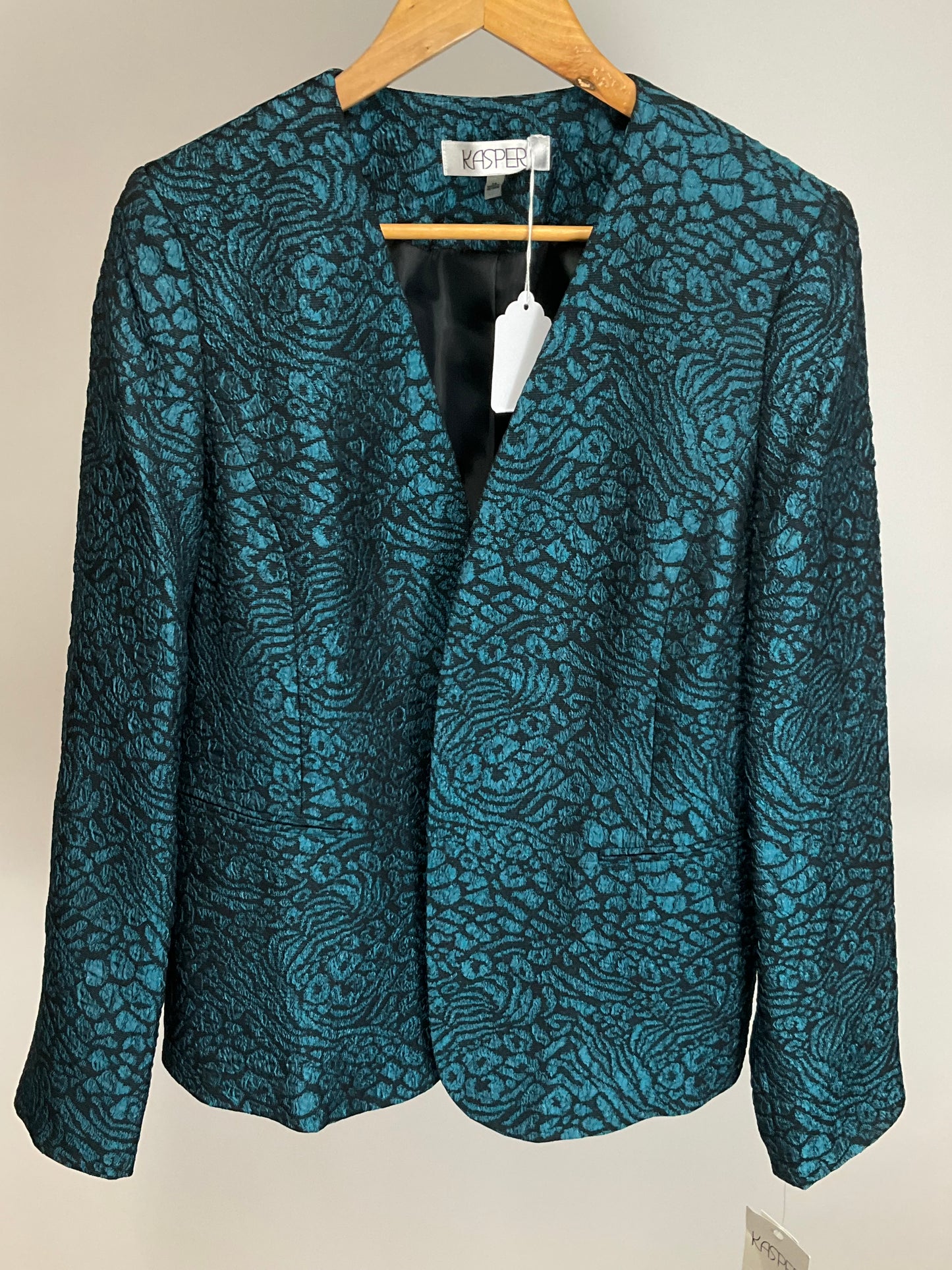 KASPER TEAL/BLACK DRESS SUIT SZ 10/14