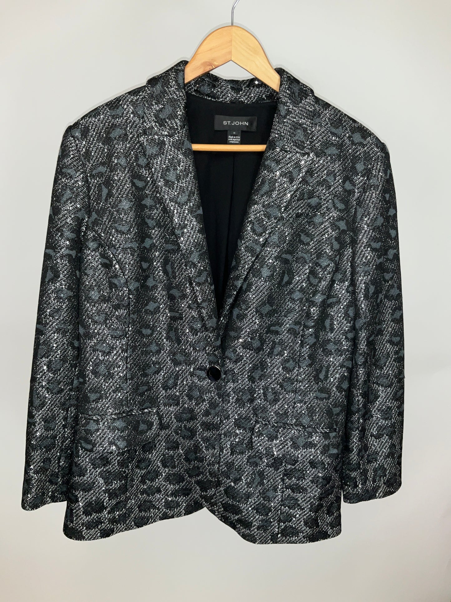 ST JOHN BLACK/SILVER BLAZER SZ 14
