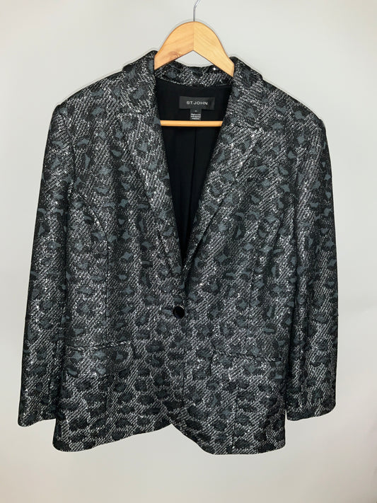 ST JOHN BLACK/SILVER BLAZER SZ 14