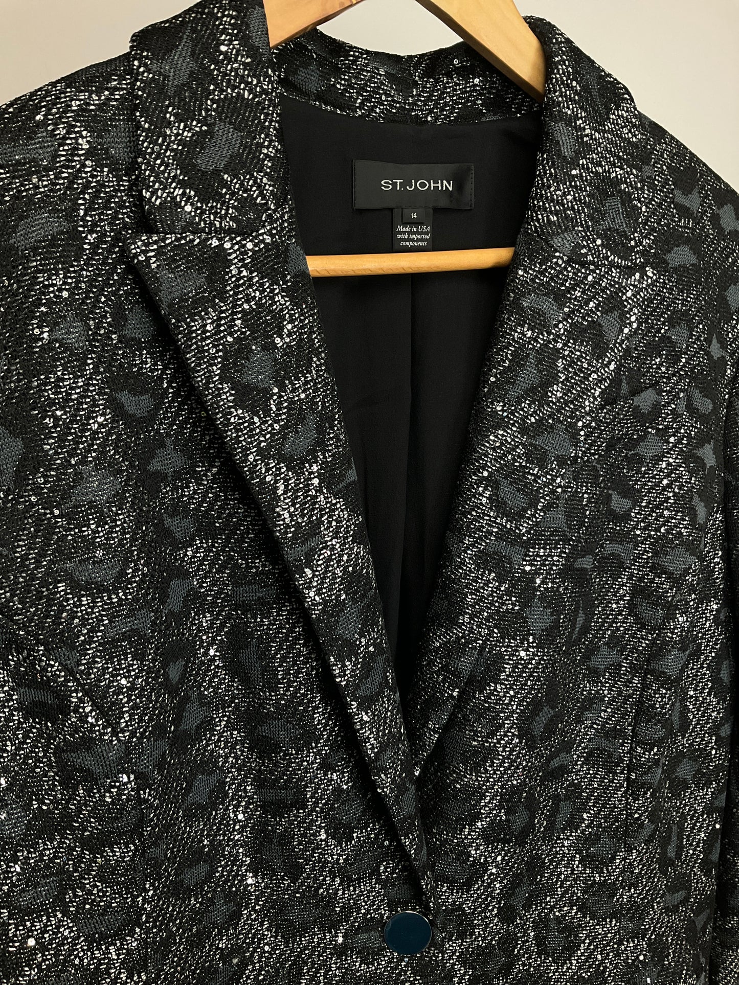 ST JOHN BLACK/SILVER BLAZER SZ 14