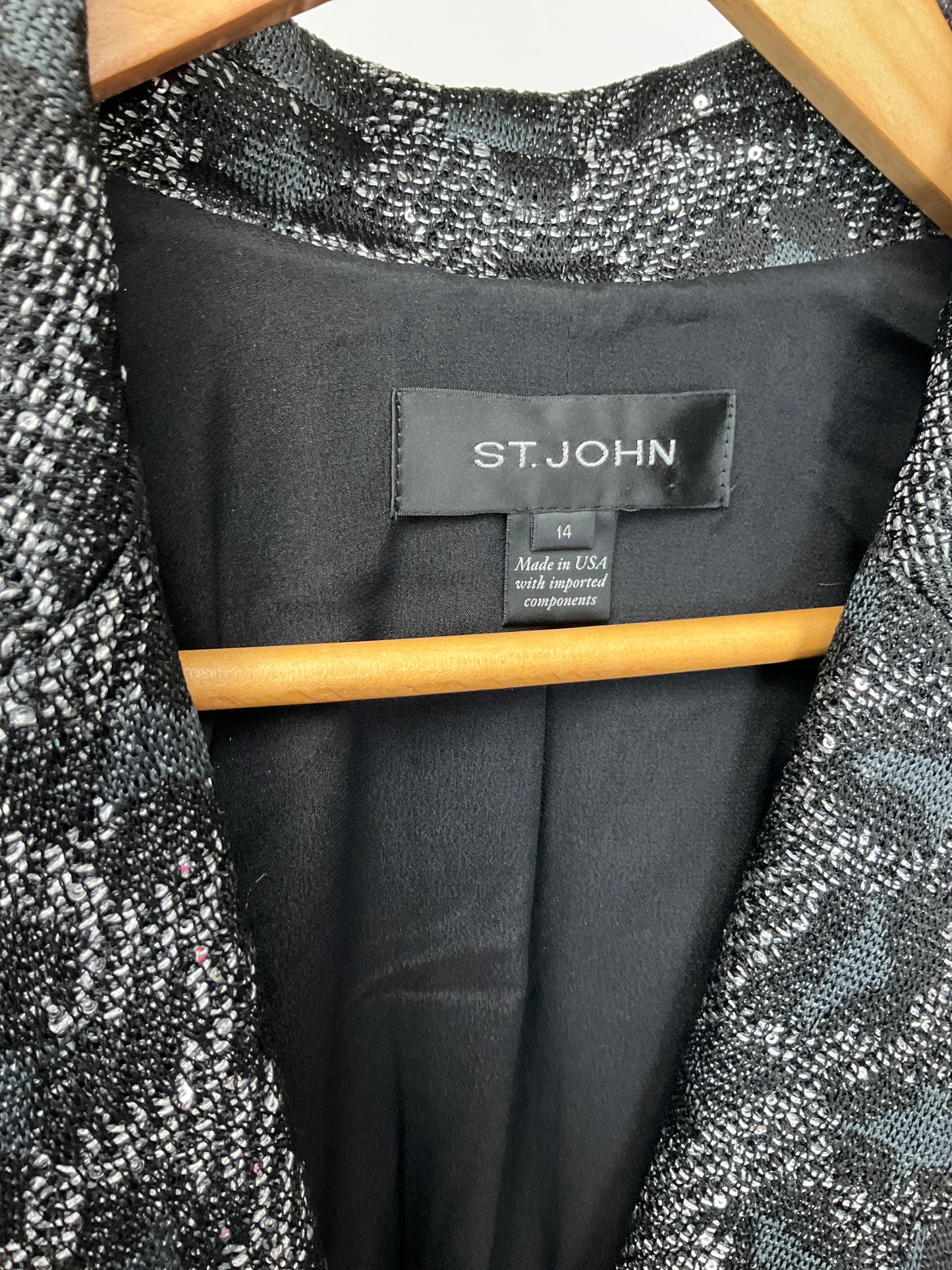 ST JOHN BLACK/SILVER BLAZER SZ 14