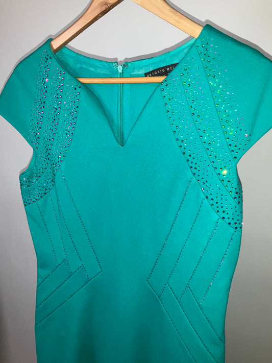 ANTONIO MELANI TEAL DRESS SZ 6