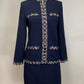 ST JOHN COLLECTION NAVY BLUE SKIRT SUIT SZ 4
