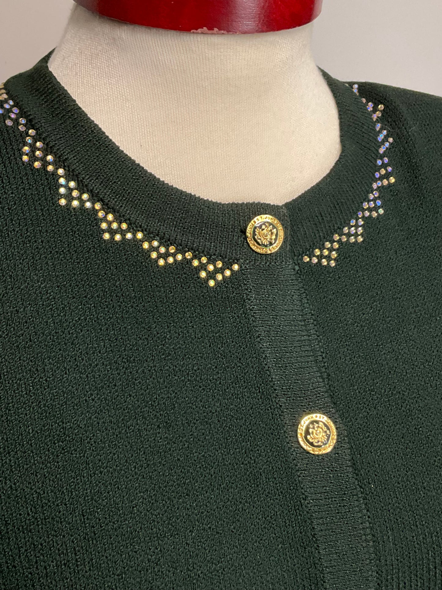 ST JOHN COLLECTION HUNTER GREEN SKIRT SUIT SZ 10