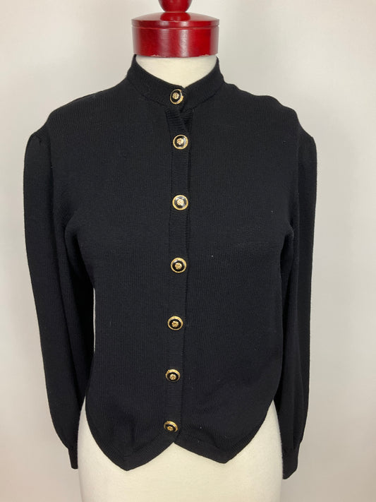 ST JOHN BY MARIE GRAY BLACK CARDIGAN SZ 14