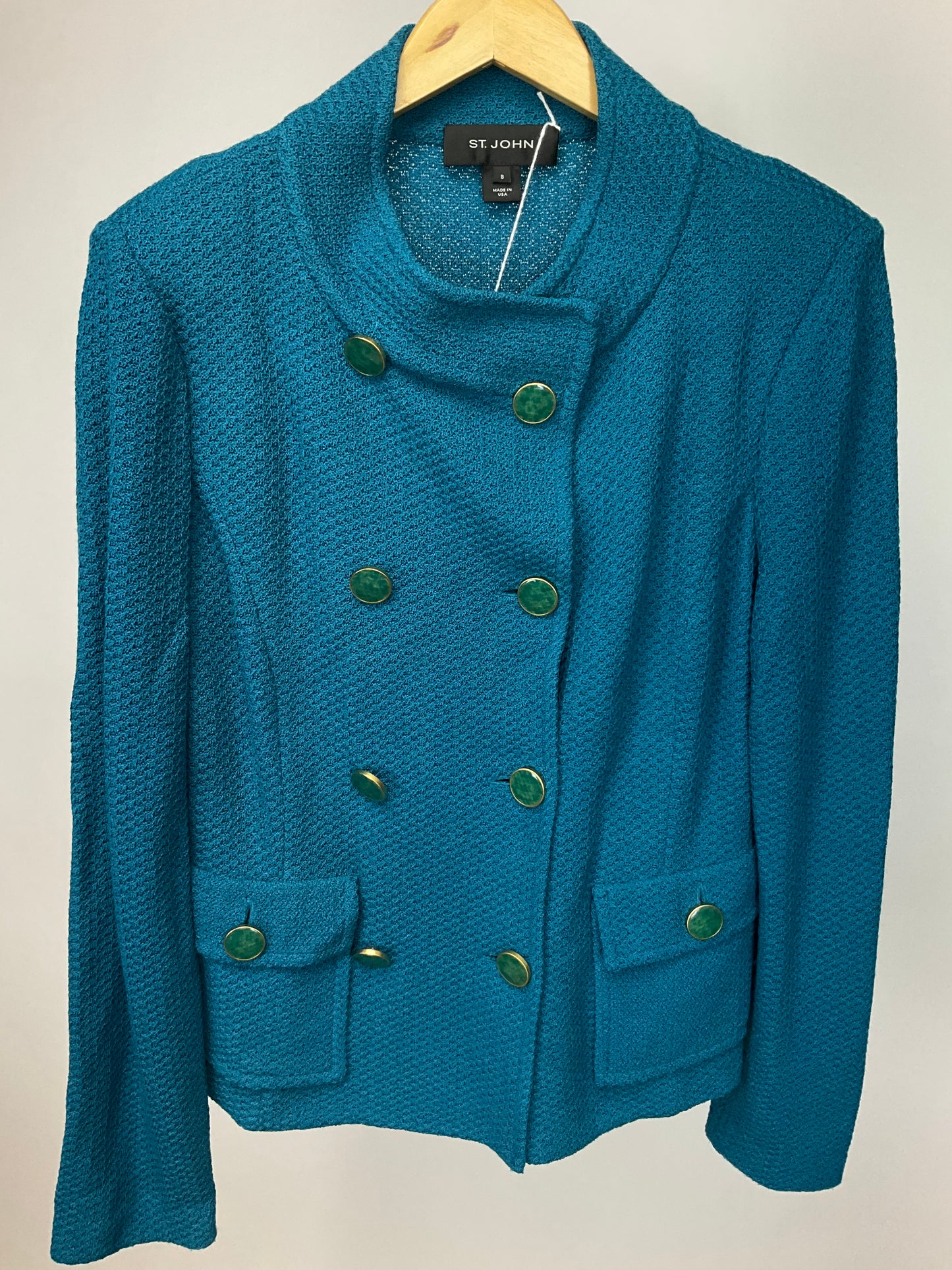 ST JOHN BLACK LABEL TEAL BLAZER SZ 8