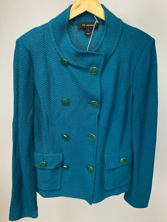 ST JOHN BLACK LABEL TEAL BLAZER SZ 8
