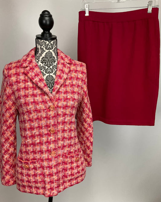 ST JOHN COLLECTION PINK SKIRT SUIT SZ 8