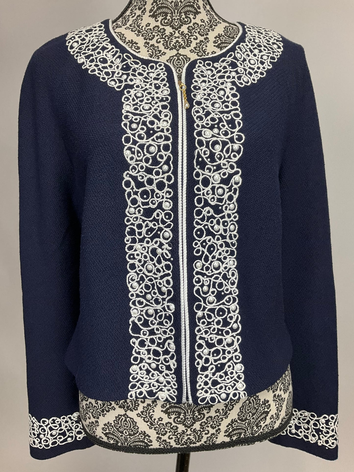 ST JOHN COLLECTION NAVY BLUE SKIRT SUIT SZ 10