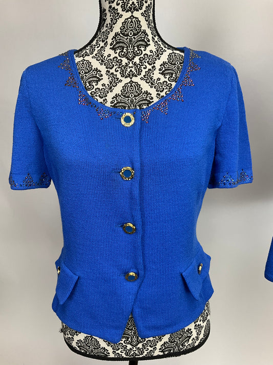 ST JOHN COLLECTION ROYAL BLUE SKIRT SUIT SZ 10