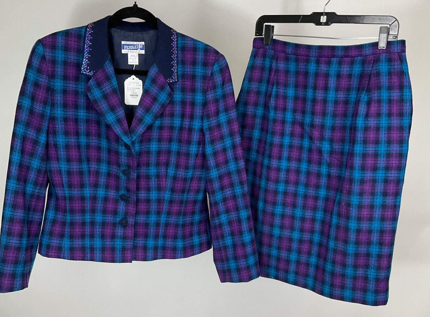 PENDLETON BLUE/PURPLE SKIRT SUIT SZ 12