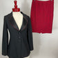 ST JOHN ESSENTIALS BLACK RED SKIRT SUIT SZ 8
