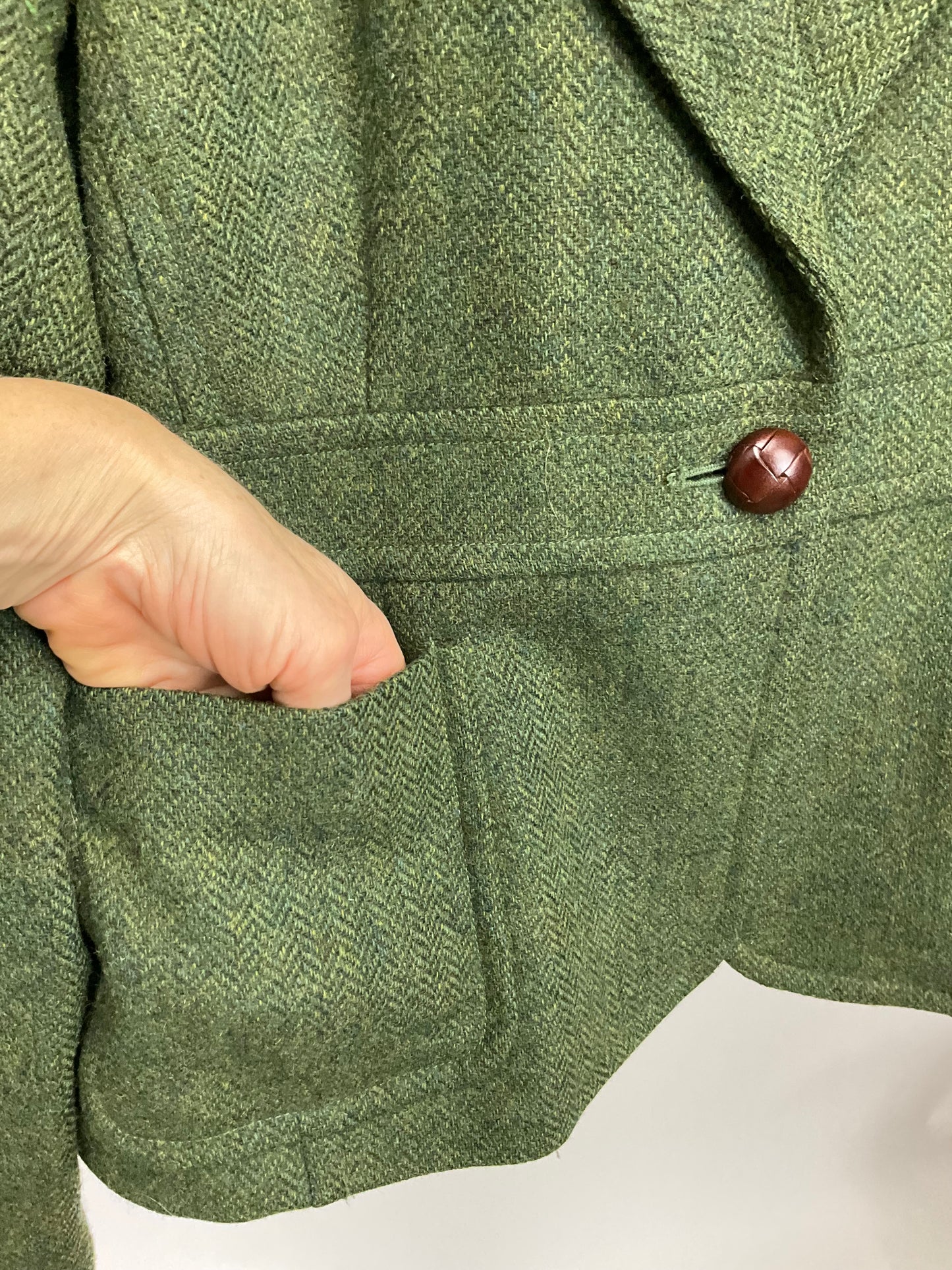 LL BEAN GREEN WOOL BLAZER SZ 16