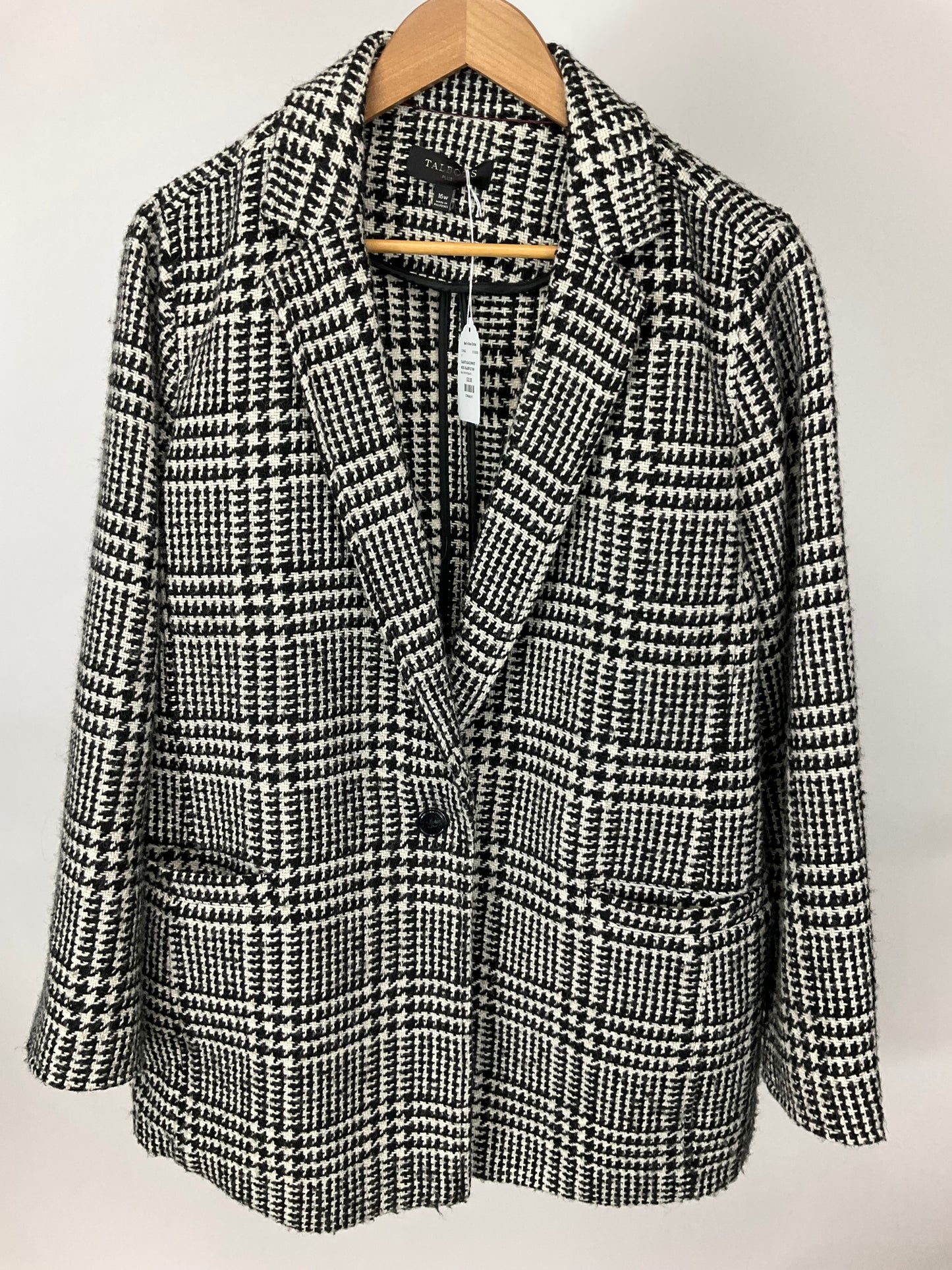TALBOTS BLACK/WHITE WOOL BLAZER SZ 16W