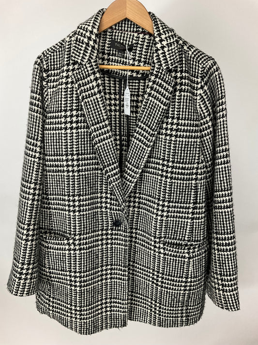 TALBOTS BLACK/WHITE WOOL BLAZER SZ 16W
